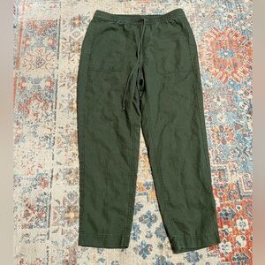 J Crew green linen drawstring crop pants